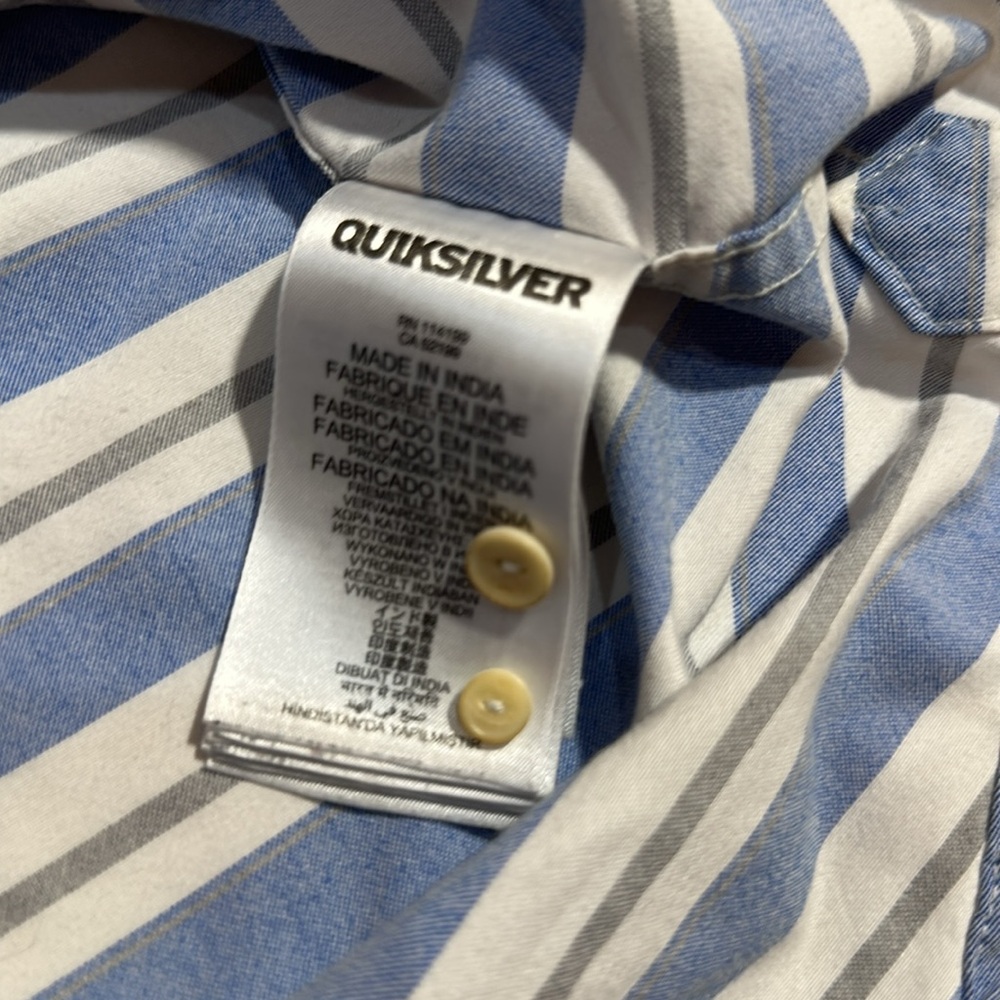 Quiksilver Men's Blue Striped Shirt - Picture 5 of 6